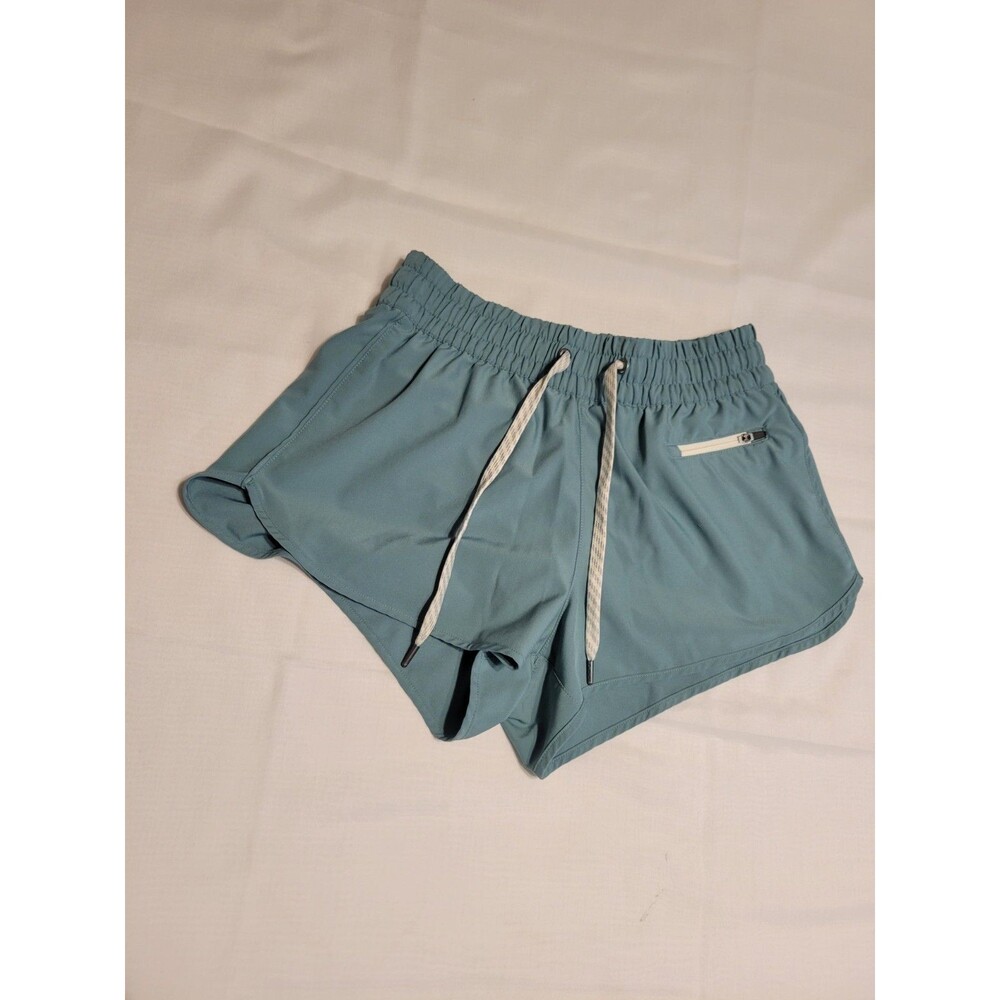 Vuori Clementine Shorts Women Teal Lined Zip Pocket Drawstring Size XS